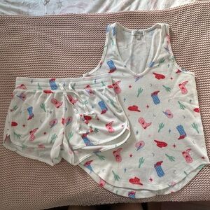 P.J. Salvage White Sleepwear Set with Red and Blue Print
